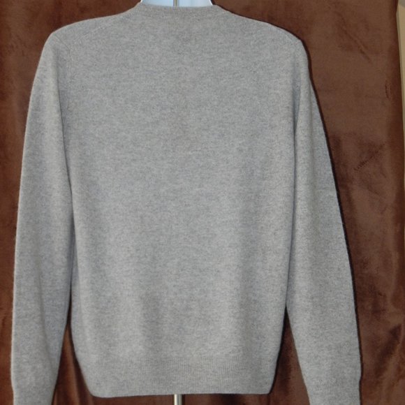 NWT Men’s PAOLO MONDO Luxury 2-PLY Cashmere V-NECK Knit Light Gray Sweater SMALL - Picture 4 of 7
